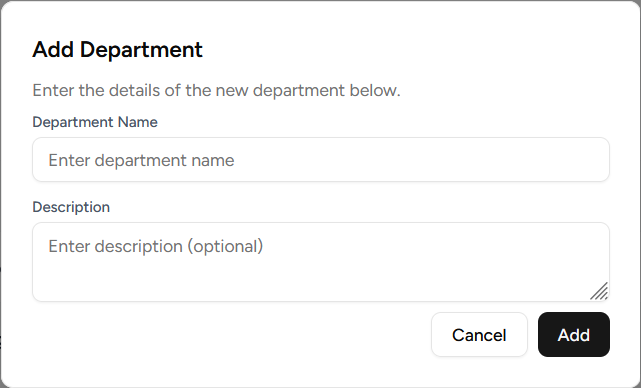 Add Department Modal